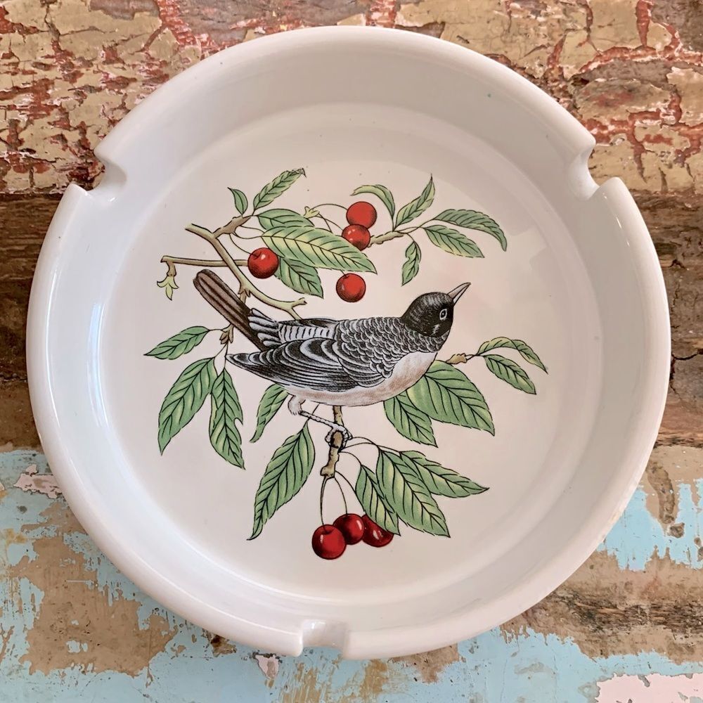 American Songbird Robin Bird Porcelain Ashtray